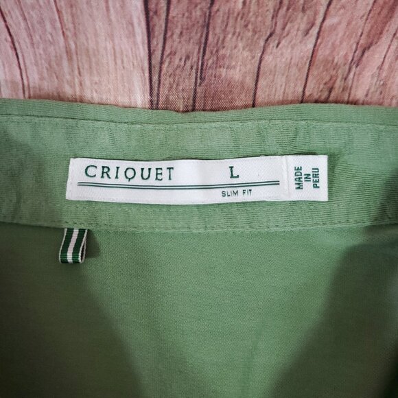 Criquet Slim Fit Mens Large Green Short Sleeve Golf Polo Shirt Green Stretch - Picture 6 of 9